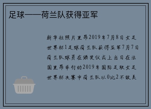 足球——荷兰队获得亚军